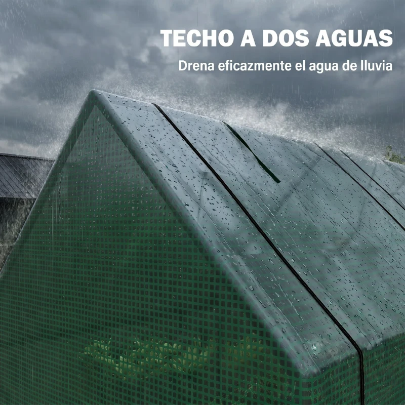 Outsunny Invernadero de Exterior Invernadero de Jardín 270x90x90 cm Tipo Caseta con 3 Ventanas Marco de Acero y Cubierta de PE 140g/㎡ para Cultivo Plantas Flores Tomates Verde