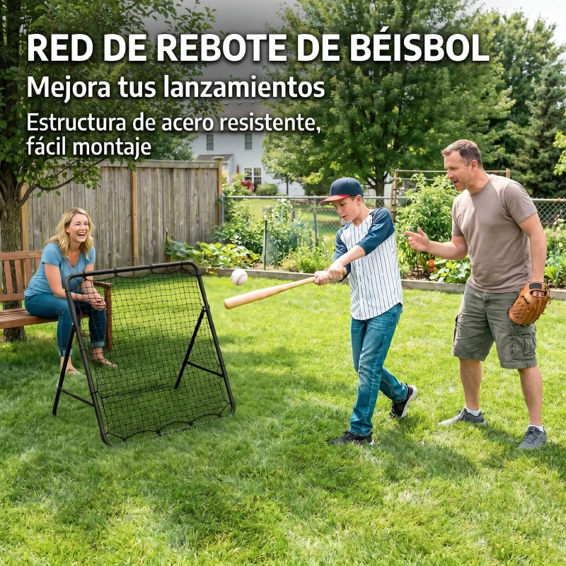 SPORTNOW Red de Rebote Plegable Reboteador de Fútbol Ángulo Ajustable de 5 Niveles con Tubo de Acero 120x73x112 cm Negro