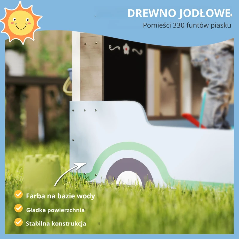 Piaskownica z dachem 90 x 108 cm, drewniana, z ławką