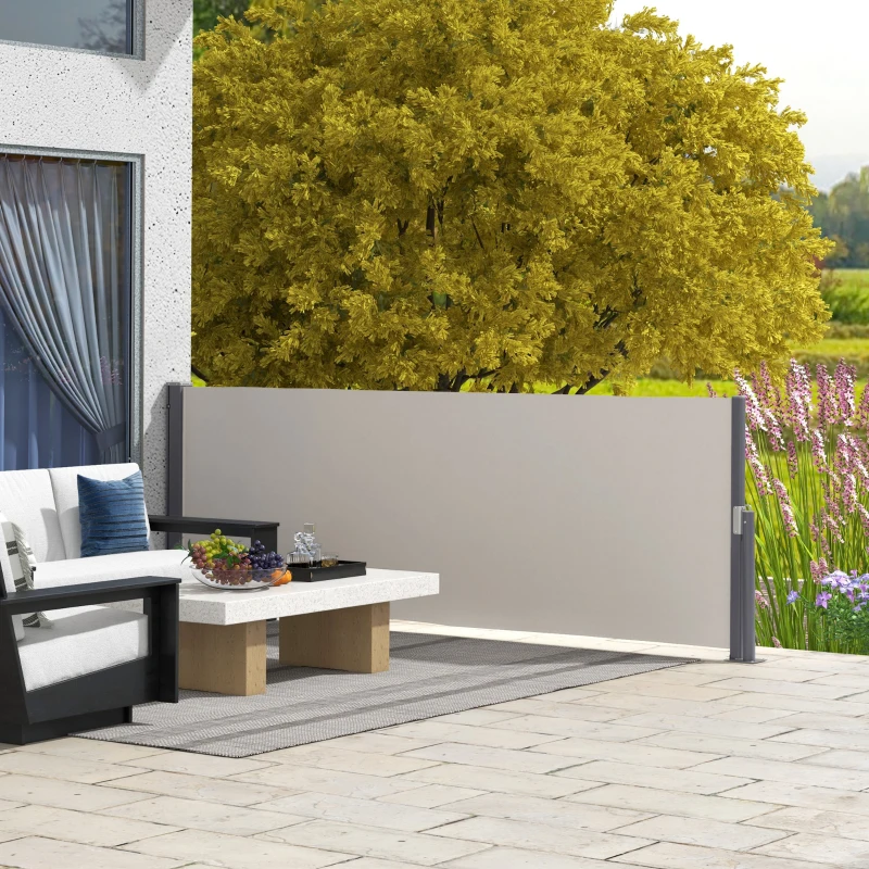 Outsunny Store latéral brise-vue paravent rétractable 3 x 1 m alu. polyester anti-UV haute densité 180 g/m² gris