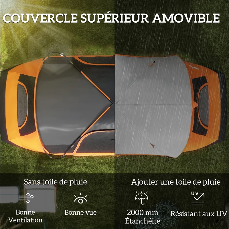 Outsunny Tente de camping familiale 6-8 pers. double toit légère ventilée facile à monter sac de tranport orange