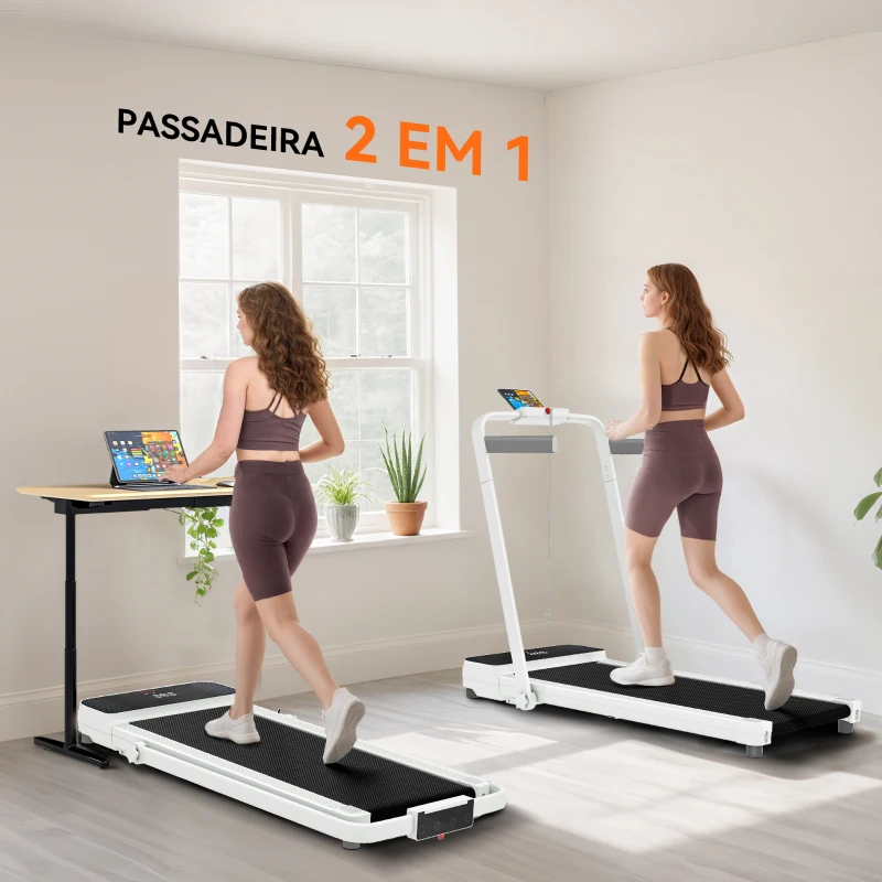 SPORTNOW Passadeira Dobrável com Inclinação Passadeira Elétrica com 2,5HP, 16KM/H e Ecrã LED 124x63x104 cm Branco