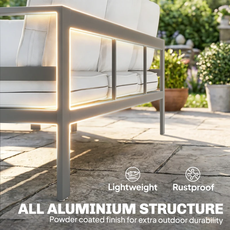 Outsunny 5 Pieces Aluminium Garden Furniture Set with Olefin Cushions, Extra Deep Outdoor Garden Sofa Set, Dark Grey