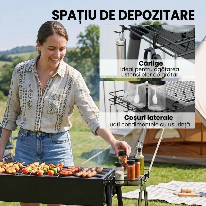 Outsunny Gratar Portabil Exterior Oțel Inoxidabil