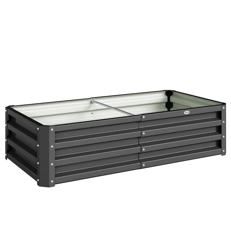 Outsunny Carré potager de jardin rectangulaire tôle d'acier ondulée 120 x 60 x 30,5 cm gris