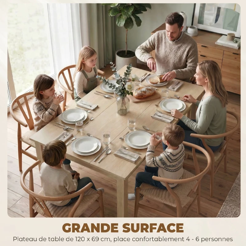 HOMCOM Table de salle à manger design moderne bicolore avec grand plateau 4-6 personnes en bois dim. 119L x 70l x 75H cm