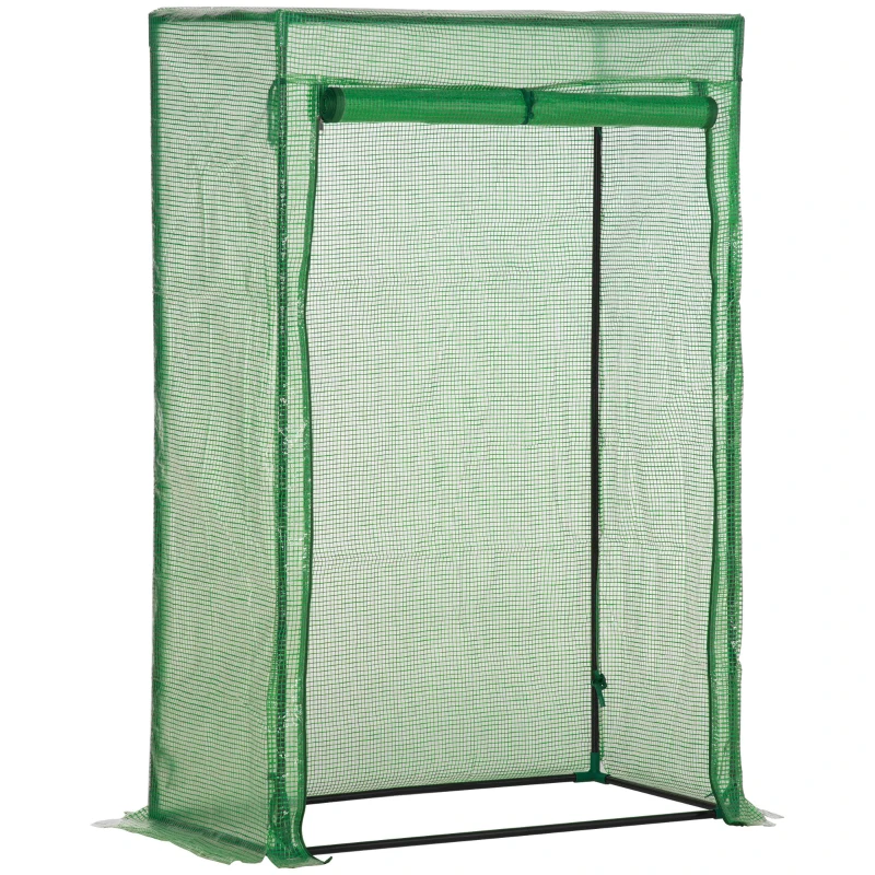 Outsunny Serre de jardin, serre de balcon, bâche renforcée PE, châssis en acier, porte zippée enroulable, pour légumes plantes fleurs en toutes saisons intérieur et extérieur, 100 x 50 x 150 cm vert