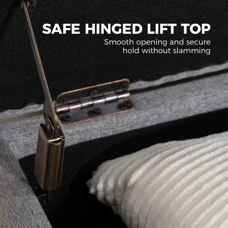 HOMCOM Ławka z pojemnikiem, tapicerowana skrzynia na łóżko z 2 przegrodami, składanymi pokrywami i wyjątkowo grubym siedziskiem, 117 x 50 x 44 cm