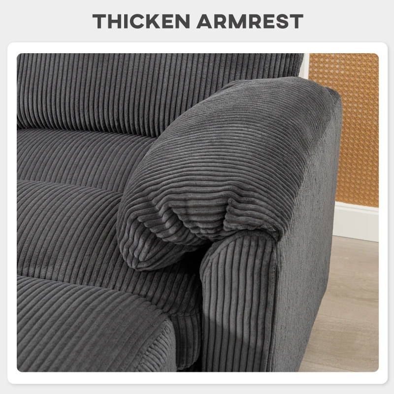 HOMCOM Narożna sofa w kształcie U, sofa z sprężynami kieszeniowymi, wyściełane podłokietniki, ruchomy szezlong, sztruks, 292x224x85 cm, ciemnoszary