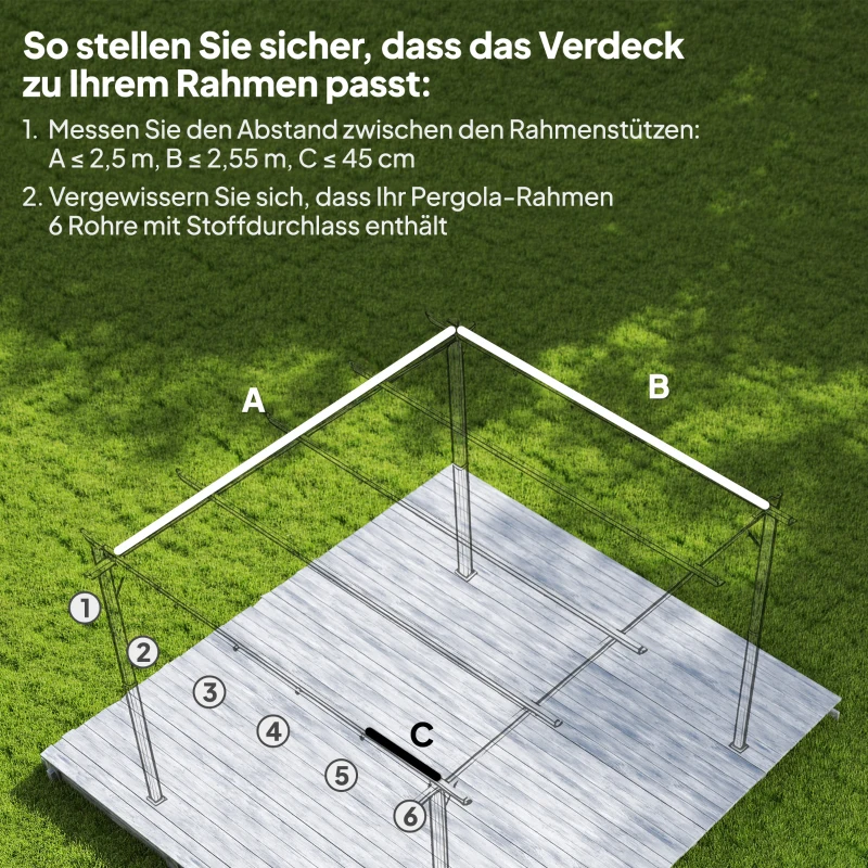 Outsunny Ersatzdach für 3 x 3 m Pergola, einziehbar, mit Regenabflusslöchern, wetterfest, Polyester, Beige 250 x 255 cm Beige