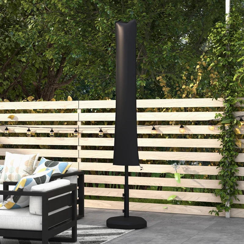 Outsunny Housse de Protection imperméable pour Parasol Droit avec Fermeture éclair et Cordon de Serrage Noir