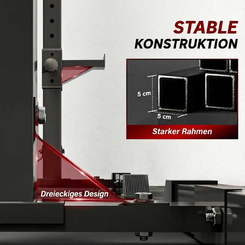 HOMCOM Hantelständer, 2er-Set, bis 150 kg belastbar, höhenverstellbar, Stahl, weiß+schwarz, 52 x 48 x 160 cm