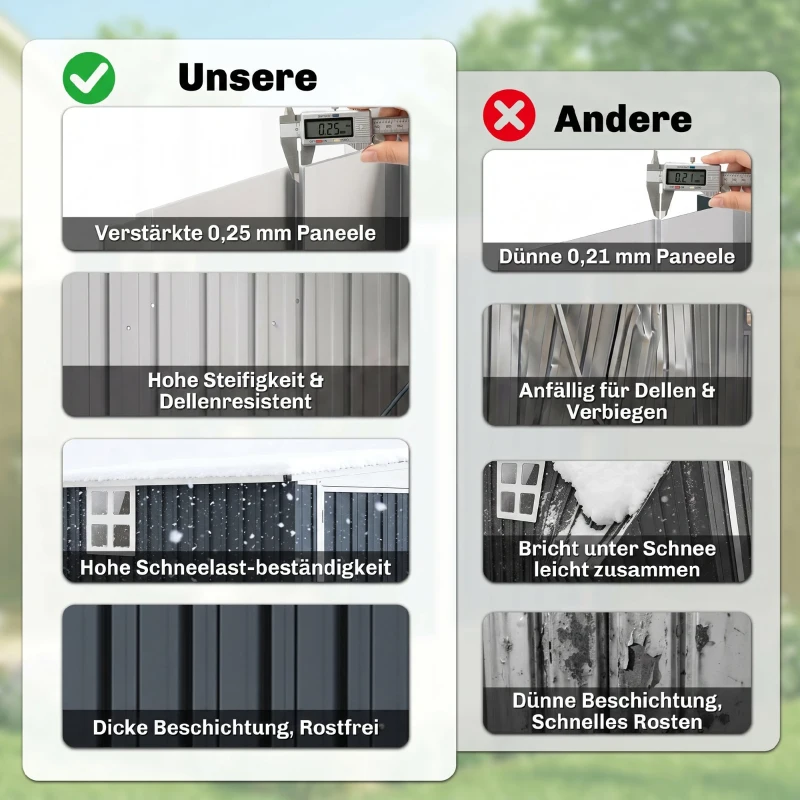 Outsunny Gartenlagerschuppen, Werkzeugschuppen für Gartengeräte, Fenster, Lüftungsöffnungen, abschließbar, Stahl, Dunkelgrau(m-4)