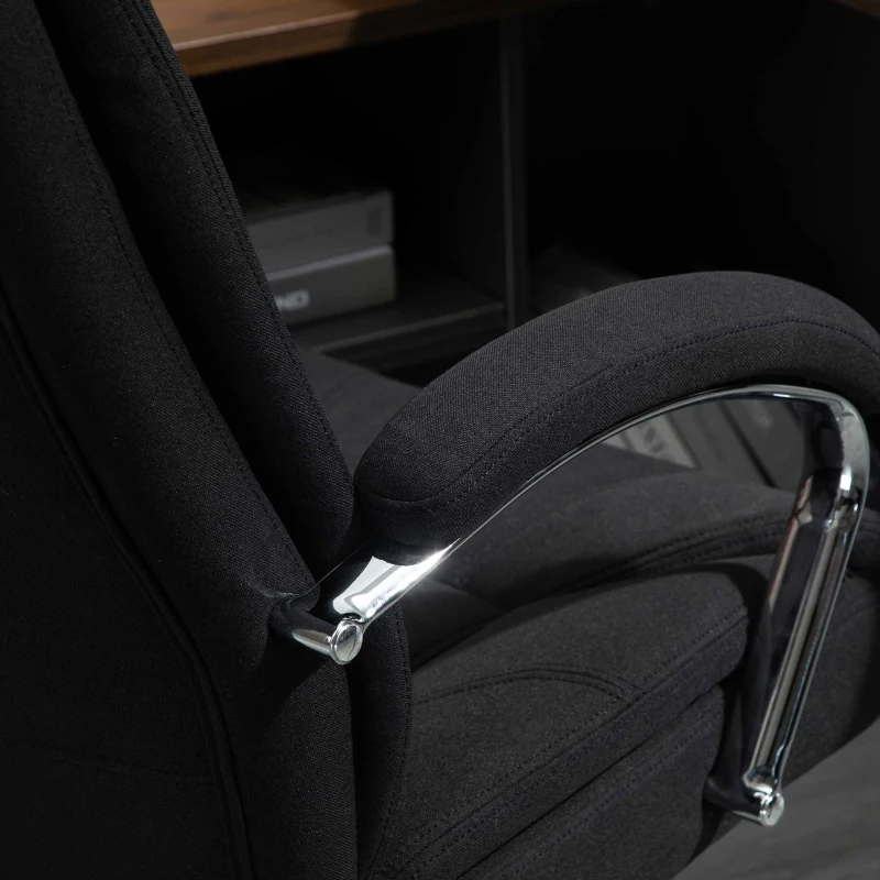 Vinsetto Fauteuil de bureau, chaise de bureau ergonomique, hauteur réglable, dossier haut, fonction de bascule, 65x78x118cm, noir
