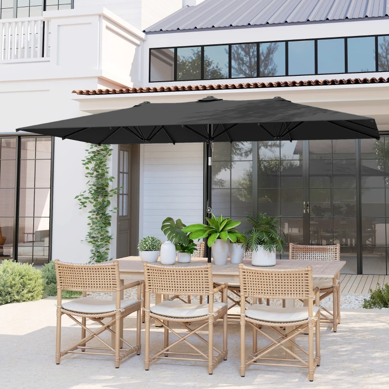 Outsunny Großer Sonnensschirm, höhenverstellbar, neigbar, 150x295x170-214 cm, Grau