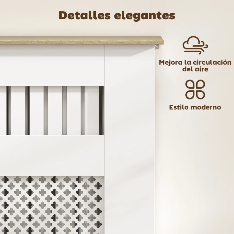 HOMCOM Cubre Radiadores 78x19x81 cm Cubierta para Radiador Diseño Moderno de Listones y Nido de Abeja Blanco