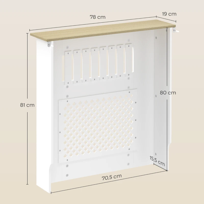 HOMCOM Cubre Radiadores 78x19x81 cm Cubierta para Radiador Diseño Moderno de Listones y Nido de Abeja Blanco
