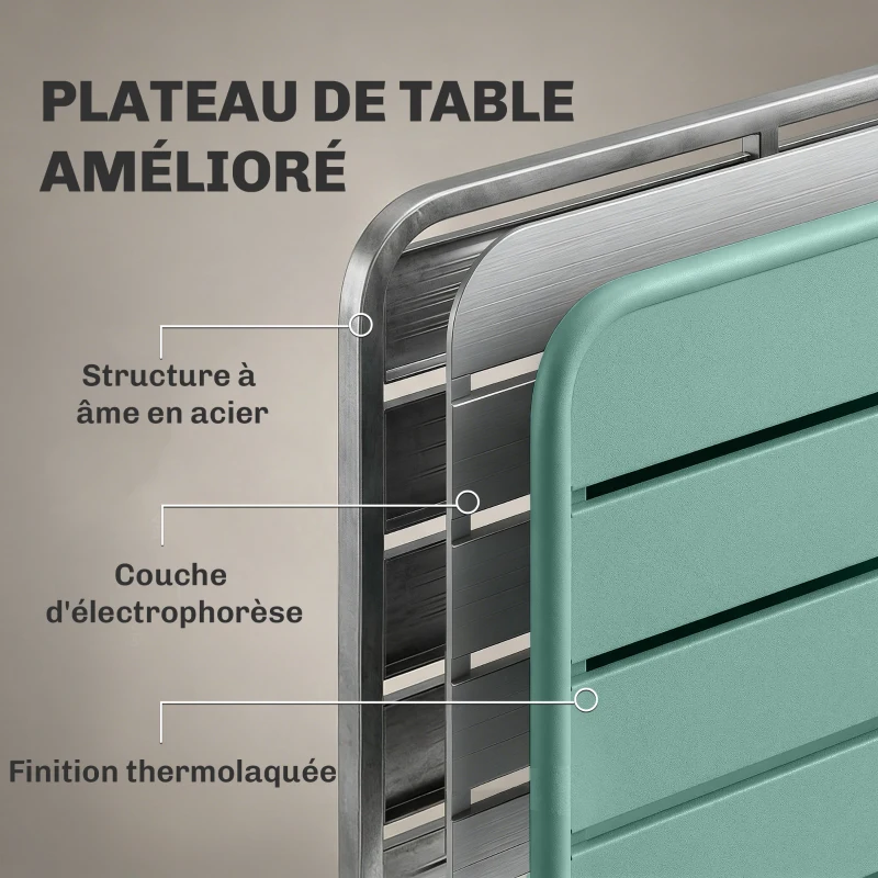 Outsunny Ensemble de Salle à Manger d'Extérieur 5 Pièces, Ensemble de Jardin pour 4 Personnes avec Plateau à Lattes et Chaises Pliantes, Vert Clair
