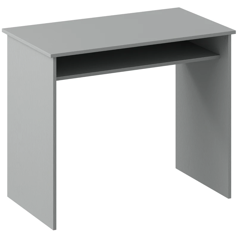 HOMCOM Bureau informatique sobre épuré compact avec 1 étagère, panneaux de particules, dim. 90l x 50P x 74H cm, gris