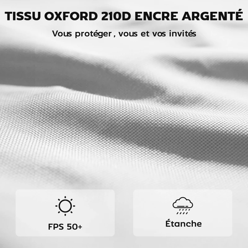 Outsunny Lot de 3 parois latérales pour tonnelle de 3 x 3 m, Panneaux Latéraux pour pavillon, fermeture éclair tissu Oxford blanc