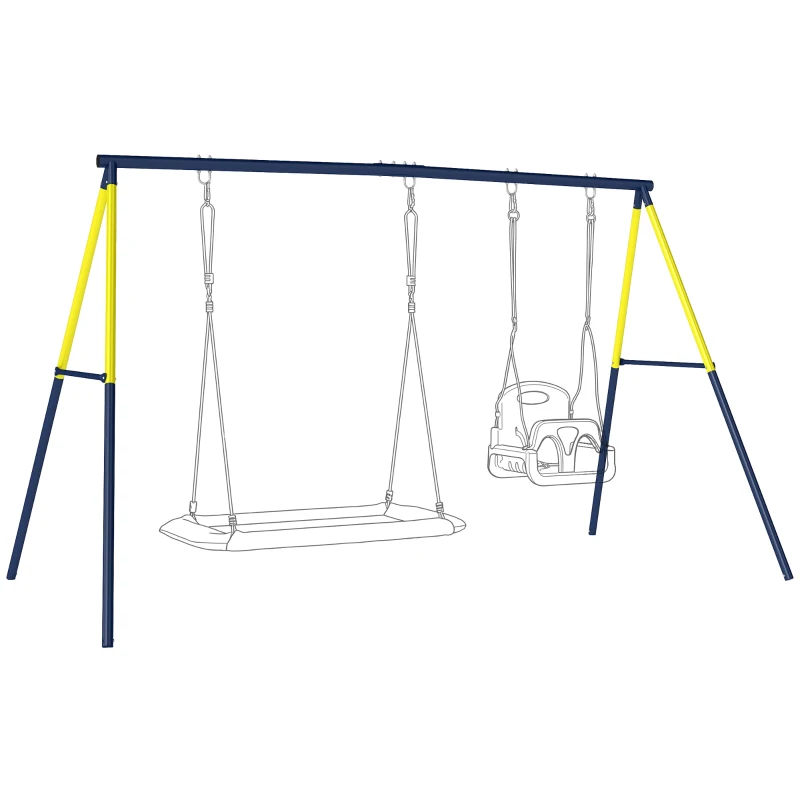 AIYAPLAY Schaukelgestell Stahl Schaukelgerüst bis 150 kg für Nestschaukel Kinderschaukel Kletterleiter, 260 x 160 x 178 cm, Blau