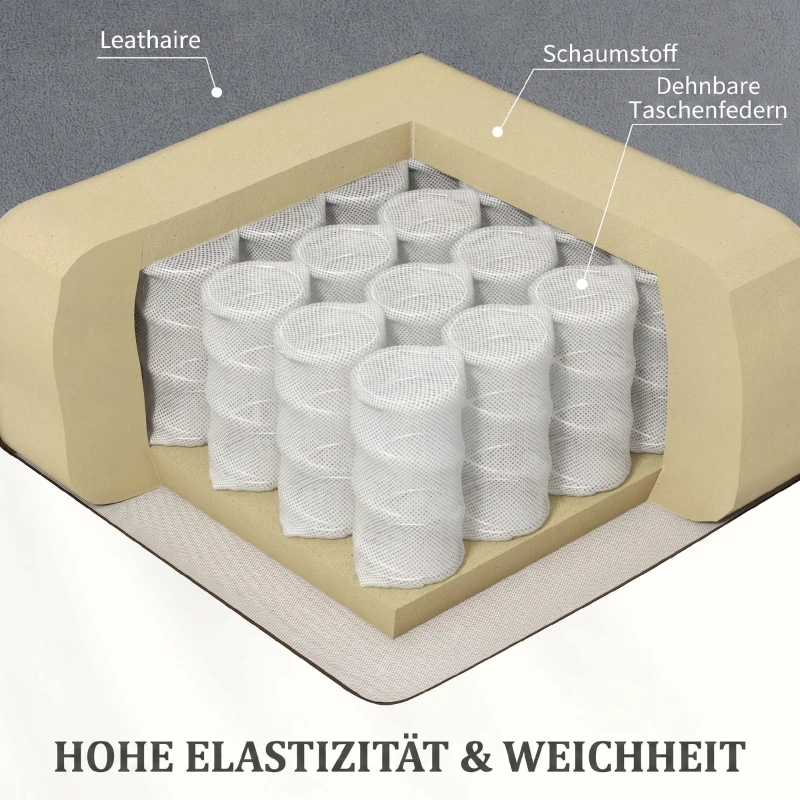 HOMCOM Fotoliu Recliner cu 8 Puncte de Masaj și Buzunar pentru Depozitare, din Piele Ecologică și Oțel, 90x95x103 cm, Gri