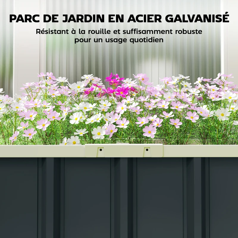 Outsunny Jardinière surélevée en acier galvanisé, lit de jardin avec gants et bords pliés, 165 x 52 x 31 cm, gris foncé