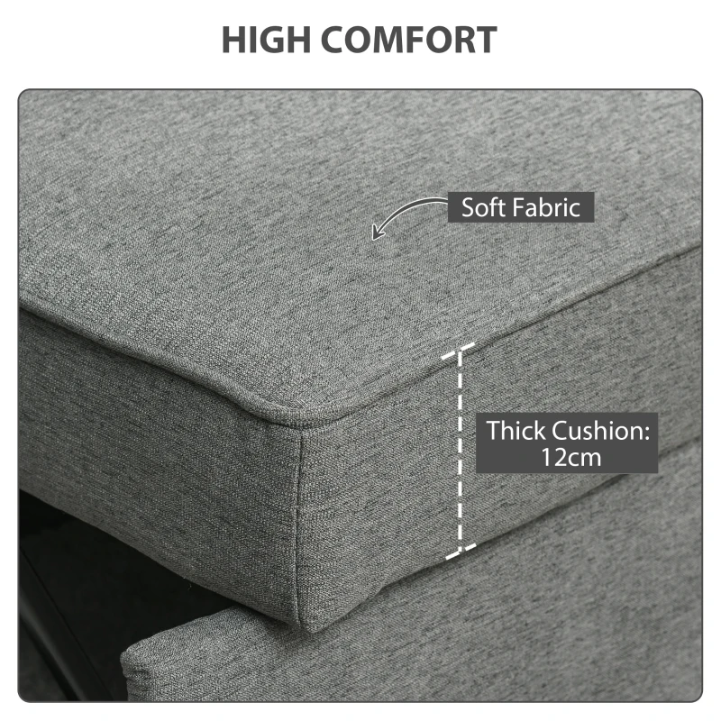 HOMCOM Double Sofa Bed Click Clack Sofa Bed Pull Out Bed with Adjustable Backrest for Living Room and Bedroom Grey
