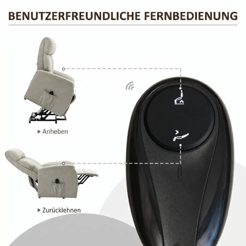 Homcom Fotoliu Ridicare Electric – Reclinabil 150° cu Telecomanda