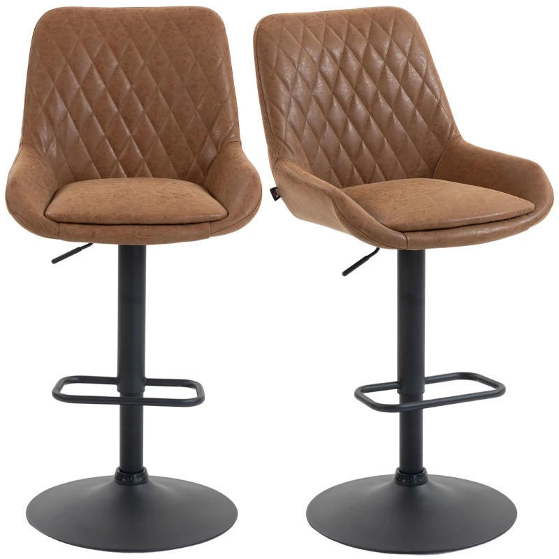 HOMCOM Set of Two Faux Leather Retro Bar Stools - Orange