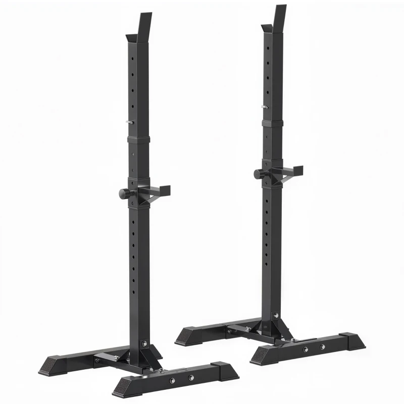 HOMCOM Hantelständer, 2er-Set, bis 150 kg belastbar, höhenverstellbar, Stahl, weiß+schwarz, 52 x 48 x 160 cm