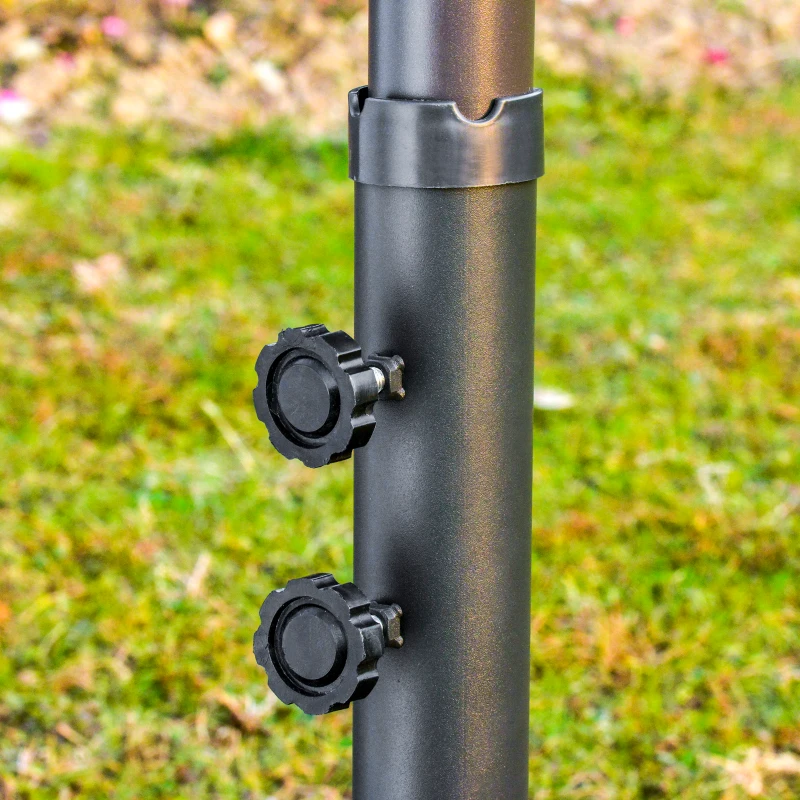 Outsunny Umbrelă Dublă cu 12 Spițe, Bază în Cruce și Manivelă, din Oțel și Poliester, 455x265x238 cm, Bej