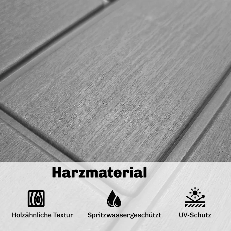Outsunny Gartenbox 379 Liter Wasserdicht Abschließbar UV-beständig Auflagenbox mit Holzoptik für Garten 122,5x56x62cm Grau