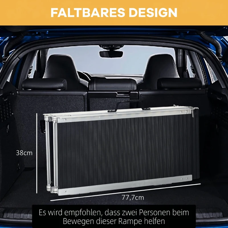 HOMCOM Rampă pliabilă și antiderapantă pentru scaun cu rotile din aluminiu, 152x73cm, Capacitate 272kg