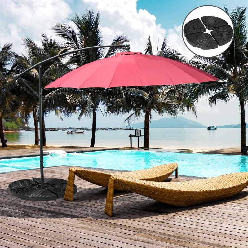 Outsunny Lot de 4 dalles de lestage pour parasol déporté dim. tot. 100L x 100l x 8H cm HDPE aspect rotin noir