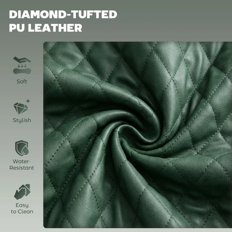 HOMCOM Retro Bar Stools Set of 2, Adjustable Kitchen Stool, Upholstered Bar Chairs with Back, Swivel Seat, Green