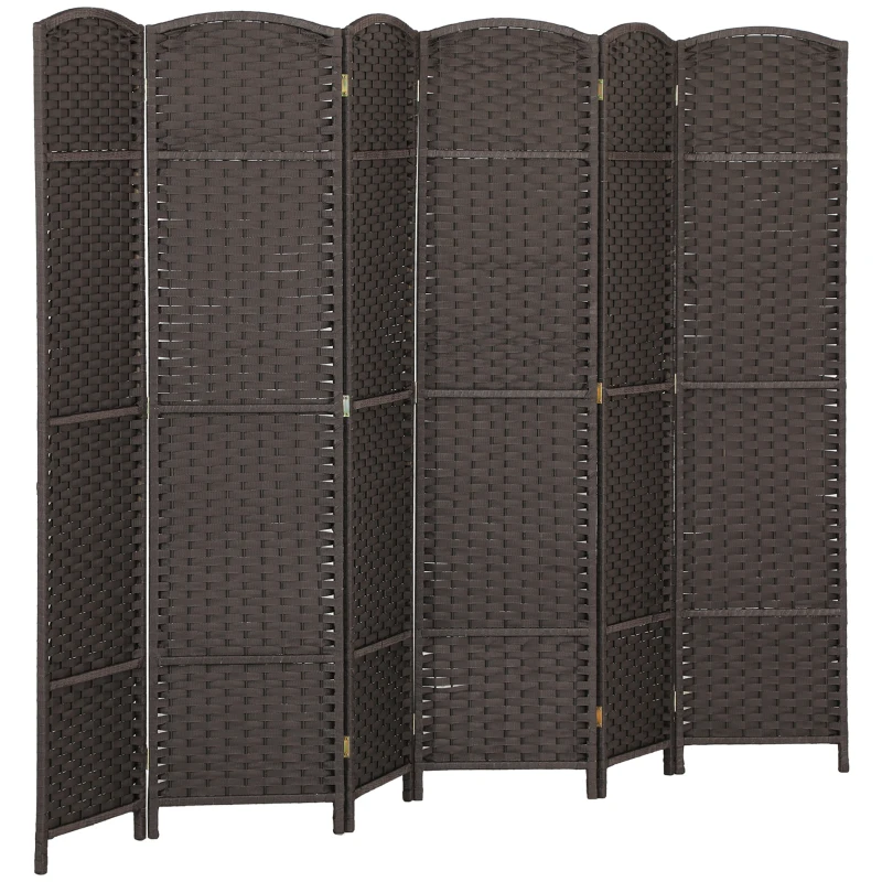 HOMCOM Paravent interieur en bois 6 panneaux 240 x 170 cm séparateur de pièce pliable pour salon, chambre à coucher, naturel