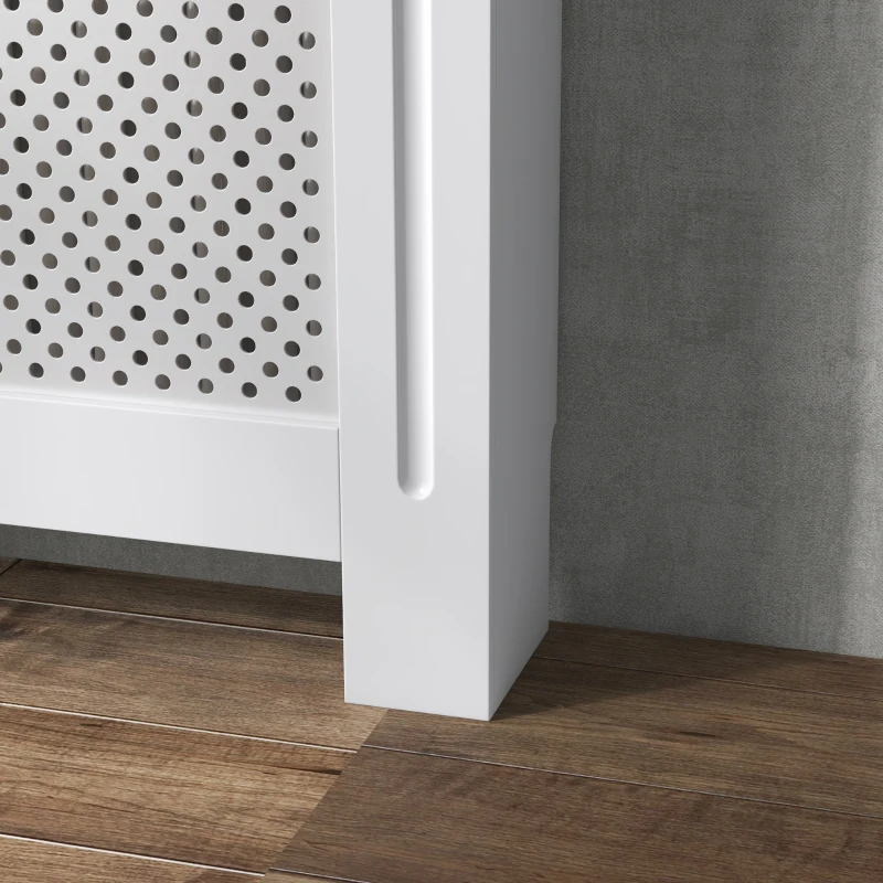 HOMCOM Cubre Radiadores, 78x19x82 cm, Cubierta para Radiador Moderna de MDF, con Estante Superior y Listones, para Salón, Dormitorio, Pasillo, Blanco