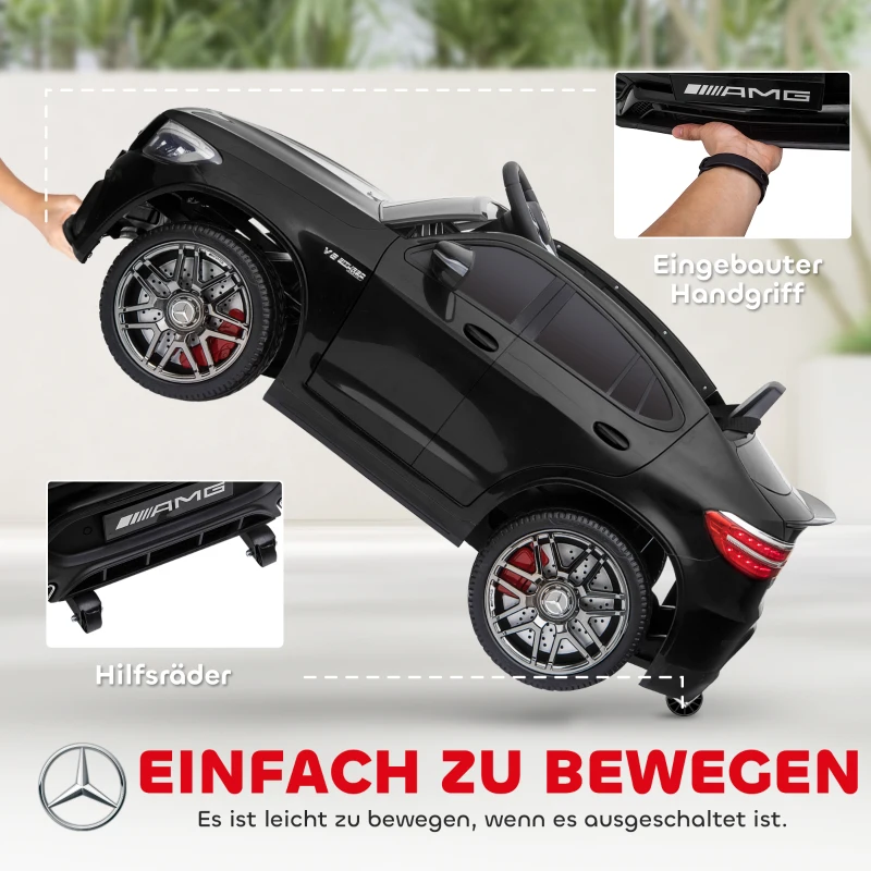 HOMCOM Kinder Elektroauto 12V Kinderauto mit 2,4 G Fernbedienung, 2 Motor, Kinderfahrzeug mit Hupe, Musik, Sicherheitsgurt, Elektrofahrzeug für 37-60 Monate Kinder, Schwarz