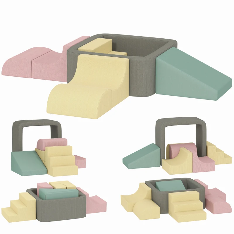 AIYAPLAY Parcours motricité bébé modulable en mousse 7 pièces housse lavable en velours côtelé 174 x 174 x 30 cm multicolore
