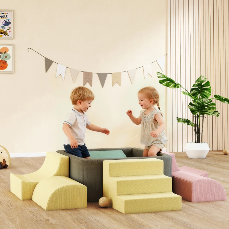 AIYAPLAY Parcours motricité bébé modulable en mousse 7 pièces housse lavable en velours côtelé 174 x 174 x 30 cm multicolore