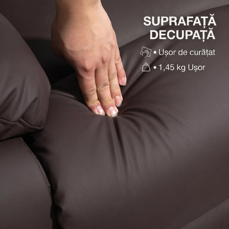 HOMCOM Fotoliu Relax Reclinabil cu Funcție de Ridicare la 155°, 8 Puncte de Masaj și Încălzire, Maro