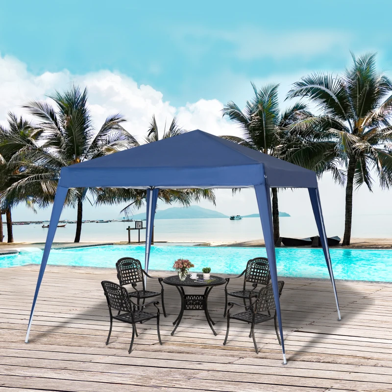 Outsunny Tonnelle de Jardin 3x3m Pop up Tente Pliable Acier Polyester imperméabilisé Anti UV avec Sac de Transport Bleu