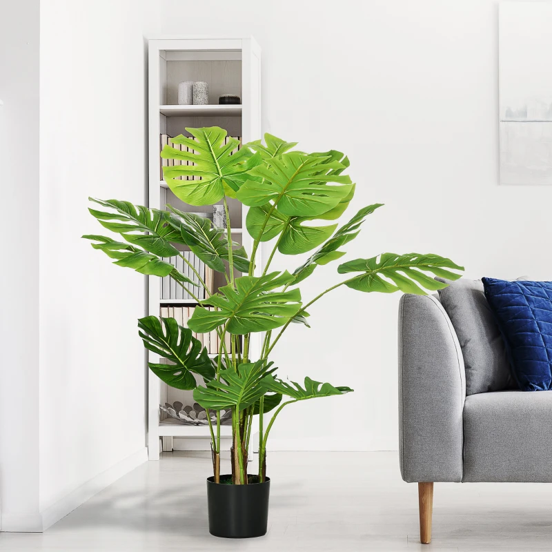 HOMCOM Plante artificielle arbre artificiel monstera deliciosa avec pot inclus hauteur 120 cm intérieure vert