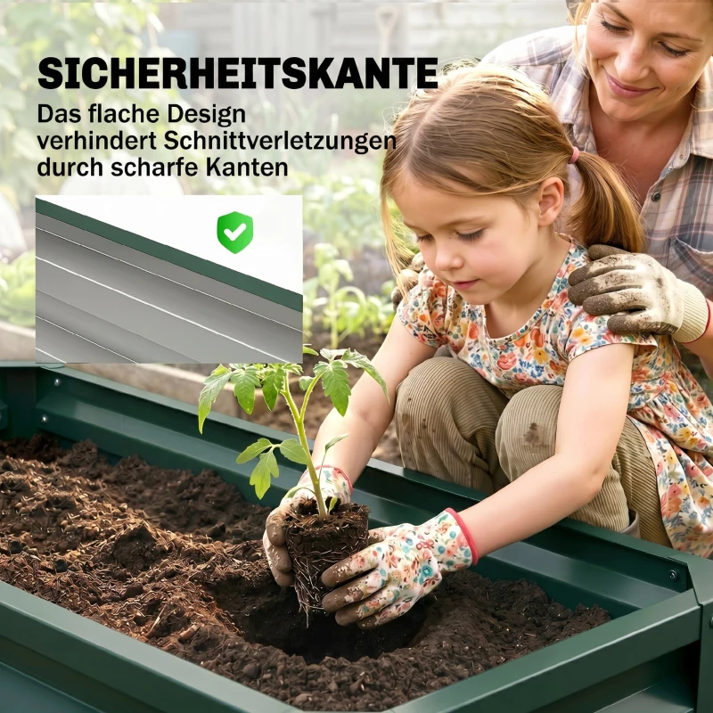Outsunny Hochbeet Metall 2er-Set, Offener Boden, Für Garten Balkon, 110x50x30cm, Grün