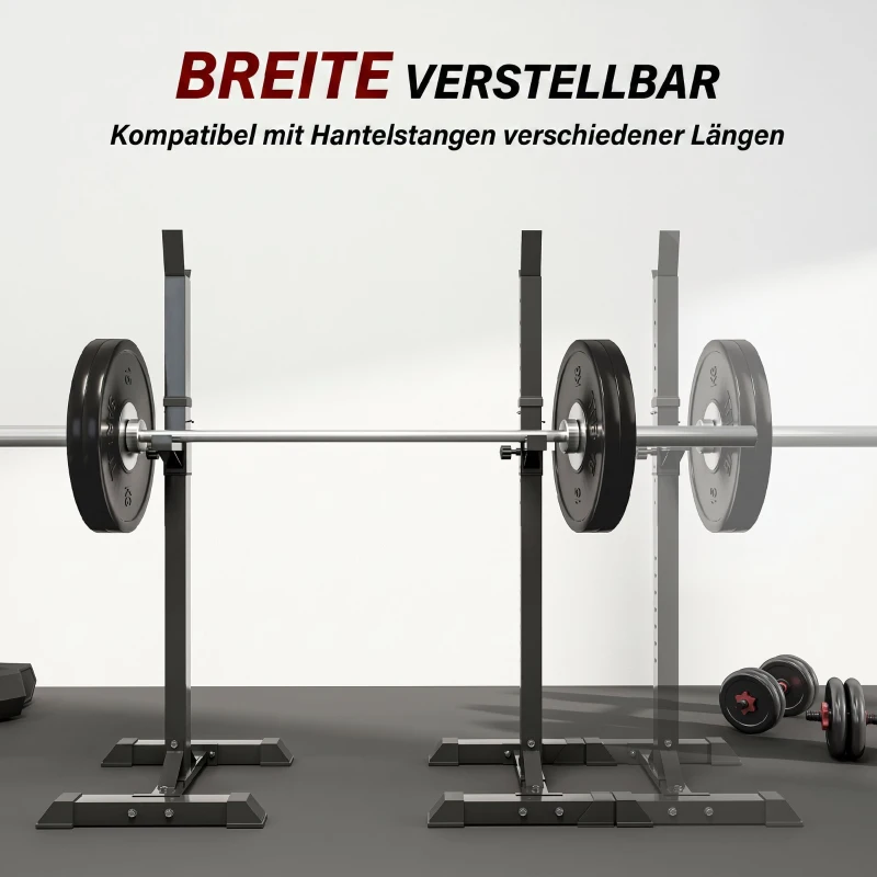 HOMCOM Hantelständer, 2er-Set, bis 150 kg belastbar, höhenverstellbar, Stahl, weiß+schwarz, 52 x 48 x 160 cm