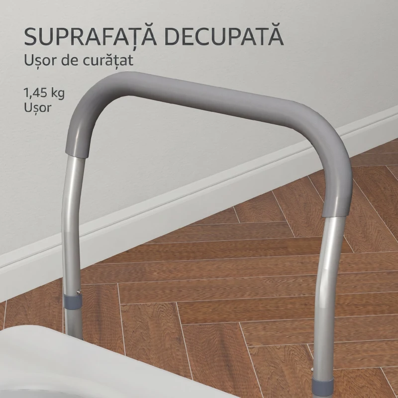 HOMCOM Scaun comod WC pentru vârstnici și persoane cu dizabilități 4 în 1 reglabil pe înălțime, cu brațe capitonate, gri