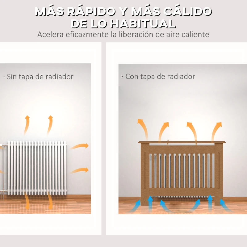 HOMCOM Cubre Radiador Cubierta para Radiador con Dispositivo Antivuelco Diseño Moderno 112x19x81cm Madera Natural