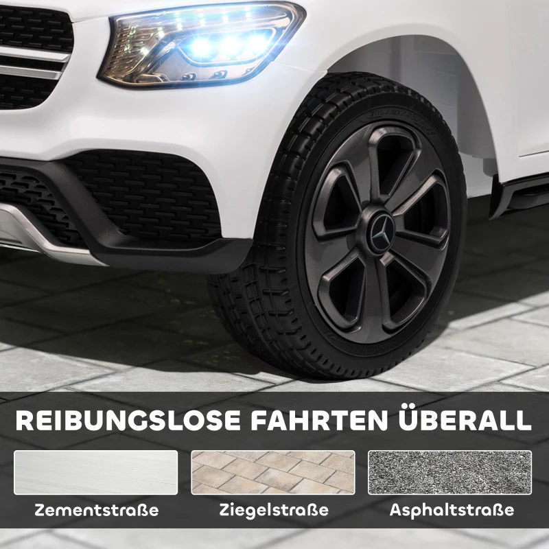 AIYAPLAY Elektroauto für Kinder, 12V Kinderauto mit Fernbedienung, LED-Lichter, Musik, 3 Geschwindigkeiten, 3-6 Jahre, Weiß