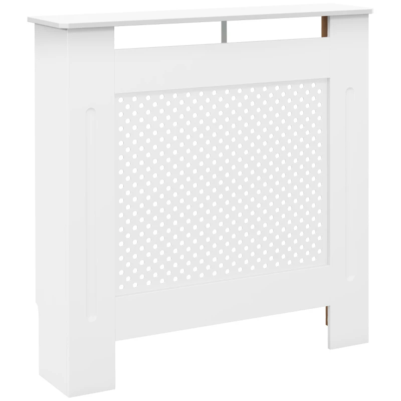 HOMCOM Cubre Radiadores, 78x19x82 cm, Cubierta para Radiador Moderna de MDF, con Estante Superior y Listones, para Salón, Dormitorio, Pasillo, Blanco